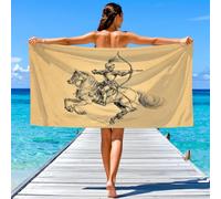Toalla de playa vintage clásica - Toalla de baño cálida ilustración líneas de dibujo historia caballero - secado rápido, ultraligera y sin arena, toalla de playa suave de microfibra 160 x 80 cm