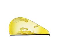 Toalla de secado de pelo con estampado de patatas fritas, gorro de pelo seco de terciopelo Coral absorbente de secado rápido con botón fijo para secar cabello largo y grueso