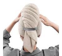 Toalla de secado de pelo, turbante envolvente de microfibra, tapa de cabeza ultra absorbente con cierre de botón seguro, borde resistente de doble costura, ideal para rituales de secado de cabello