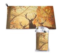 Toalla de secado rápido "Ciervos en el Bosque". Toallas de microfibra a granel para adultos, 40,6 x 44,5 cm.