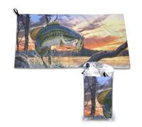 Toalla de secado rápido "Fish Go Fishing", toallas de microfibra a granel para adultos, 40,6 x 283,9 cm