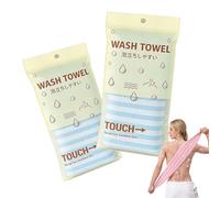 Toalla Exfoliante de Ducha Japonesa 100cm Paño Exfoliante Espalda Largo Tela Cuerpo Secado Rápido Toalla Baño Exfoliante Portátil Hombre Mujer (Blue*2)