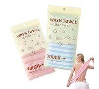 Toalla Exfoliante de Ducha Japonesa 100cm Paño Exfoliante Espalda Largo Tela Cuerpo Secado Rápido Toalla Baño Exfoliante Portátil Hombre Mujer (Blue and Pink)