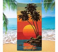 Toalla Gimnasio rojo Toallas Playa amanecer Toalla Playa Grande 60x120cm, Secado Rápido Antiarena Toallas Con Bolsa de Almacenamiento Impermeable para Piscina Vacaciones Gimnasio Natación XH-710