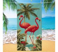 Toalla Gimnasio verde Toallas Playa Flamenco Toalla Playa Grande 220x100cm, Secado Rápido Antiarena Toallas Con Bolsa de Almacenamiento Impermeable para Piscina Vacaciones Gimnasio Natación XH-646