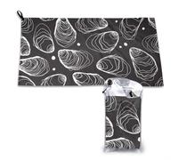 Toalla grande de microfibra de secado rápido con diseño de perla de ostra dibujada a mano, color natural, para adultos, 40,6 x 213,5 cm