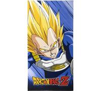 Toalla Infantil de Dragon Ball - Multicolor - 70x140cm - Elaborada con 100% Poliéster de 240 gsm - Toalla Pequeña - Estampado de Vegeta - Producto Original Diseñado en España