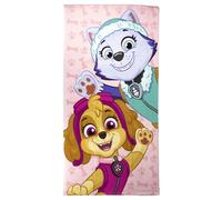 Toalla Infantil de La Patrulla Canina - Color Rosa - 70x140 cm - Elaborada con 100% Poliéster de 250 gsm - Toalla Pequeña - Estampado de Skye y Everest - Producto Original Diseñado en España