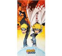 Toalla Infantil de Naruto - Multicolor - 70x140 cm - Elaborada con 100% Algodón de 320 gsm - Toalla Pequeña - Estampado de Naruto y Minato - Producto Original Diseñado en España