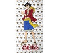 Toalla Infantil de One Piece - Multicolor - 70x140 cm - Elaborada con 100% Poliéster de 240 gsm - Toalla Pequeña - Estampado de Monkey D. Luffy - Producto Original Diseñado en España
