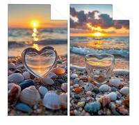 Toalla Microfibra Grande 70x140cm Toalla Playa Corazón Toallas de Playa Secado Rapido, Toallas Bano con Bolsa, Beach Towel Atardecer Antiarena Ligeras para Piscina Viaje Yoga Gimnasio Deportes VQ-884
