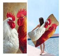 Toalla Microfibra Grande XXL 60 x 120 cm - Ultraligera - Secado Rápido | Toalla de Playa para Mujeres y Hombres - Fácil de Limpiar - Multifuncional, para Piscina, Viajes, Exteriores, Gallo f-383