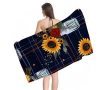 Toalla Microfibra Grande XXL 75x150cm Toalla Playa Girasol Toallas Gimnasio Secado Rapido, Toallas Baño Fina y Compacta, con Bolsa, Beach Towel Antiarena para Mujer y Hombre, Accesorios Playa Y1-746