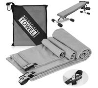 Toalla Microfibra, Juego de 3|180x80cm+80x40cm+30x60cm Toallas Gimnasio con Gancho, Ligera, Compacta, Absorbente, Secado Rápido, Sin Balón Toalla Gimnasio Hombre para Viaje, Gym, Camping, Sauna, Playa