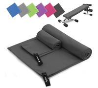 Toalla Microfibra Set de 2 | 180x60cm Toalla Baño Grande & 80x40cm Toalla Manos Pequeña | Superabsorbente y de Secado Rápido Toalla Gimnasio - Ideal para Viaje, Gym y Camping (Gris Oscuro)