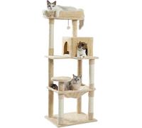 Toalla para árbol de Gatos, Poste de sisal para rascar, árbol trepador para Mascotas de Varios Niveles con Hamaca, Cama, Escalera para Gatos Extra con Pelota de Juguete (D Talla ?nica)