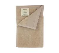 Toalla para Invitados Jean & len de algodón 100% orgánico, Color Beige, con Gancho, certificación Oeko-Tex y Gots, Etiqueta de la Marca en Cuero Vegano, Toallas para Invitados 30 x 50 cm