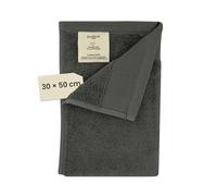 Toalla para Invitados Jean & len de algodón 100% orgánico, Color Romero, con Gancho, certificada Oeko-Tex y Gots, Etiqueta de la Marca en Cuero Vegano, Toallas para Invitados 30 x 50 cm