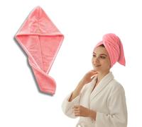 Toalla para secar el Pelo, Toalla de Microfibra, para el Cabello, Gorro de Pelo, Secado, Rápido, Ligera, Absorbente, Suave, Turbante, Pelo, Antifrizz, Ajustable, Durable, Sin encrespamiento (Rosa)