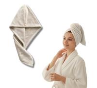 Toalla para secar el Pelo, Toalla de Microfibra, para el Cabello, Gorro de Pelo, Secado, Rápido, Ligera, Absorbente, Suave, Turbante, Pelo, Antifrizz, Ajustable, Durable, Sin encrespamiento (Beige)