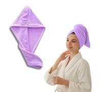 Toalla para secar el Pelo, Toalla de Microfibra, para el Cabello, Gorro de Pelo, Secado, Rápido, Ligera, Absorbente, Suave, Turbante, Pelo, Antifrizz, Ajustable, Durable, Sin encrespamiento (Morado)