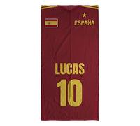 Toalla Personalizada ESPAÑA Mundial 2026 Nombre y Dorsal. Toalla Mundial de Fútbol Selección Española. Cosas de Futbol para Niños. Colección Mundial 2026. Certificado OEKO. Varios Tamaños. España