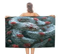 Toalla Piscina Rosa Serpiente Elegante Flores De Pitón Mística Toalla De Baño Fácil De Limpiar Suave Toallas Baño para Yoga Viajes Exteriores 80X130Cm