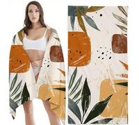 Toalla Playa 100x150 cm Toalla Gimnasio, Secado Rápido y Antiarena Toallas Baño Grandes Abstracto con Bolsa, Absorbente, Suave Toallas Playa para Viajes, Vacaciones, Natación, Camping, Planta Z-11769