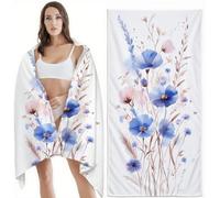 Toalla Playa 100x150 cm Toalla Gimnasio, Secado Rápido y Antiarena Toallas Baño Grandes Azul con Bolsa, Absorbente, Toallas Playa para Mujer Hombre, Viajes, Vacaciones, Natación, Camping, Flor Z-10665