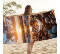 Toalla Playa 100x180cm Toallas Baño Grandes, Toalla Microfibra Antiarena, Toallas Piscina Secado Rapido, Absorbente, Suave, Compacta, Ligera, Accesorios Playa, Ideal para Viajes al Aire Libre H1-390