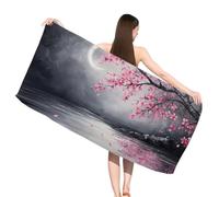 Toalla Playa 220x100 cm, Toalla Microfibra Grande Compacta y de Secado Rápido, En Diseño Luna, Ligero Ahorra Espacio, Resistente a la Arena, Ultraabsorbente, Toalla Piscina con Motivo Paisaje, s-j888