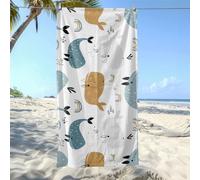 Toalla Playa 75X150 Balena Blanca Azul Amarilla Toalla Microfibra Grande de Baño Rápido Absorbente Piscina para Camping Viaje Picnic