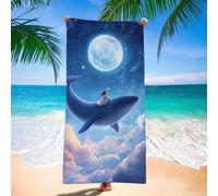 Toalla Playa 80x180 cm Toalla Playa Grande, Ligera, Absorbente, Secado rápido Toallas Microfibra, Beach Towels Luna, Repelente a la Arena Toallas Baño Grandes para Camping, Viaje, Ballena H-5814