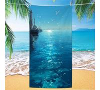 Toalla Playa azul Toalla Gimnasio paisaje Toallas Baño Grandes 220x100cm, Toallas Microfibra Secado Rápido Sin Arena - Compacto Ligero Con Bolsa de Almacenamiento Impermeable para Playa Camping XH-647