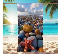 Toalla Playa azul Toallas Baño Grandes 75x150cm Toalla Playa Grande Piedra, Microfibra Toallas Gimnasio Sin Arena con Bolsa de Almacenamiento Incluida para Viajes, Natación, Camping Regalo X1-813