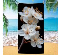 Toalla Playa Blanco Toalla Gimnasio flor Toallas Baño Grandes 75x150cm, Toallas Microfibra Secado Rápido Sin Arena - Compacto Ligero Con Bolsa de Almacenamiento Impermeable para Playa Camping XH-769