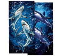 Toalla Playa Grande 100x200cm, Juego de 2 Toalla Microfibra Tiburón, Secado Rapido Toallas para Gimnasio Compacta, Antiarena Toallas Microfibra Gimnasio para Natación Viaje, Regalo Hombre -3582