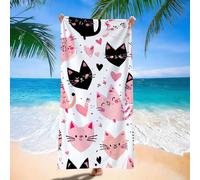 Toalla Playa Grande 100x200cm, Secado Rápido, Ligera, Absorbente, Prevención de Arena, Amar Gato Toalla Playa Microfibra, Mujeres y Hombres Toallas Gimnasio, para Vacaciones Camping Viajes d9j-3