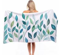 Toalla Playa Grande - 120x60cm, Toallas Microfibra Simple, Suave y Ligera, Antiarena, Secado Rápido, Multiuso Como Pareo, Manta Picnic o Baño - Toallas de Playa para Mujer y Hombre - Hojas (2) 0a-1800