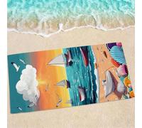 Toalla Playa Grande 190x95cm, Atardecer Toallas Microfibra Tacto Suave para Adultos, Toalla de Playa y Piscina de Secado Rápido, Toallas Deportiva Compacta - para Yoga, Gimnasio, Viajes Bote 0e-835