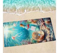 Toalla Playa Grande 190x95cm, Azul Toallas Microfibra Tacto Suave para Adultos, Toalla de Playa de Secado Rápido, Toallas Deportiva Compacta - para Yoga, Gimnasio, Mensaje en una Botella (2) 0e-803