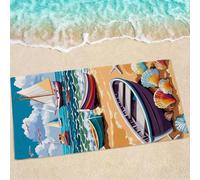 Toalla Playa Grande 190x95cm, Azul Toallas Microfibra Tacto Suave para Adultos, Toalla de Playa y Piscina de Secado Rápido, Toallas Deportiva Compacta - para Yoga, Gimnasio, Natación Bote 0e-770