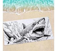 Toalla Playa Grande 200x100cm, Simple Toallas Microfibra Tacto Suave para Adultos, Toalla de Playa y Piscina de Secado Rápido, Toallas Deportiva Compacta - para Yoga, Gimnasio, Viajes tiburón 0e-271
