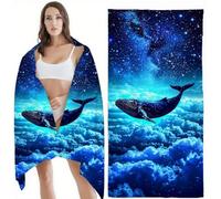 Toalla Playa Grande 220x100 cm Toalla Microfibra, Toallas de Playa Ligera y de Secado Rápido, Azul Toallas de Baño Grandes Repelente a la Arena, Aplicable, Gimnasio, Viajes, Sauna, Tiburón Z-10272