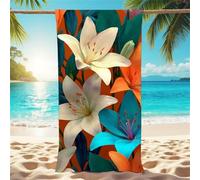 Toalla Playa Grande 220x100cm Toalla Microfibra naranja Toallas Playa lirio Toalla Gimnasio Secado Rápido Con Bolsa de Almacenamiento Impermeable para Viajes Gimnasio Piscina o Ducha Yoga X1-926