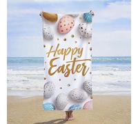 Toalla Playa Grande 75 x 150 cm, Pascua de Resurrección Beach Towel Microfibra con Bolsa de Almacenamiento, Absorbente Secado Rápido Antiarena Toalla de Baño para Playa, Piscina, Viajes (Blanco) G-6