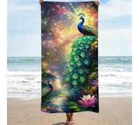 Toalla Playa Grande - 75x150cm, verde Toallas Microfibra Tacto Suave, Toalla de Playa y Piscina de Secado Rápido, Toallas Deportiva Compacta Antiarena - para Yoga, Gimnasio, Viajes, Pavo real 0J-340