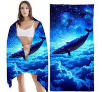 Toalla Playa Grande 80x160 cm Toalla Microfibra, Toallas de Playa Ligera y de Secado Rápido, Azul Toallas de Baño Grandes Espaciosa y Repelente a la Arena, Aplicable, Gimnasio, Viajes, Tiburón Z-10312