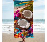 Toalla Playa Grande 90x180 cm - Toalla Playa Microfibra Compacta y de Secado Rápido - flor Beach Towel Suaves y Ultraabsorbentes - para Piscina, Gimnasio, Sauna, Viaje y Playas, Coco (2) 0J-196