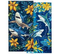 Toalla Playa Grande 90x180cm, Juego de 2 Toalla Microfibra Tiburón, Secado Rapido Toallas para Gimnasio Compacta, Antiarena Toallas Microfibra Gimnasio para Natación Viaje Deporte, Regalo Hombre -3690